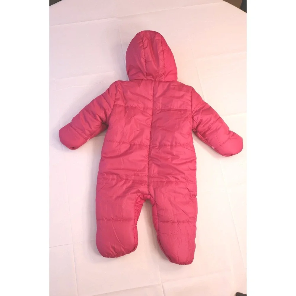 Pink Platinum Baby Girls Puffer Snowsuit Magenta Pink Hooded Bunting 9-12 Months